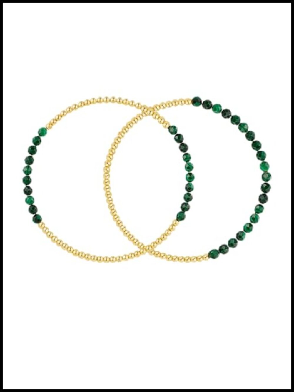 2 Pairs Gold Plated Natural Stone Beaded Stretch Bracelets for Women